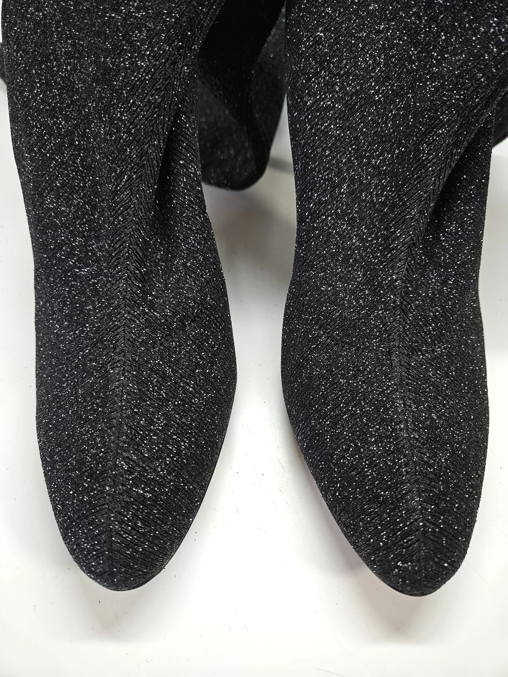 Giuseppe Zanotti Natalie Black Glitter Stretch Over the Knee Sock Boots Size 40